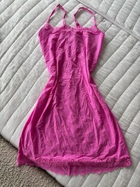 SKIMS Hot Pink Lace-Trim Slip